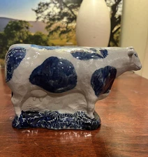 Vintage Rowe Pottery Works Salt Glaze Cow Farmhouse Core Figurine