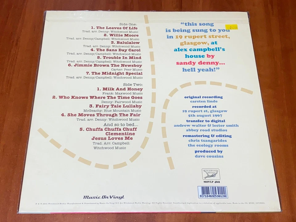 SANDY DENNY 19 RUPERT ST LP *LTD* EU MOV PRESS VINYL 180g AUDIOPHILE EDITION New - Image 2 of 2