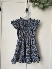 JANIE AND JACK Blue Floral Short Sleeve Dress Size 3 Toddler Ruffle