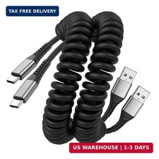 Umefly Coiled USB C Cable for Car, 2 Pack 3FT Retractable Carplay Cable