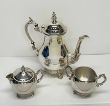 F.B. Rogers Silver Antique Silverplate Coffee Pot Teapot Creamer Bowls Victorian