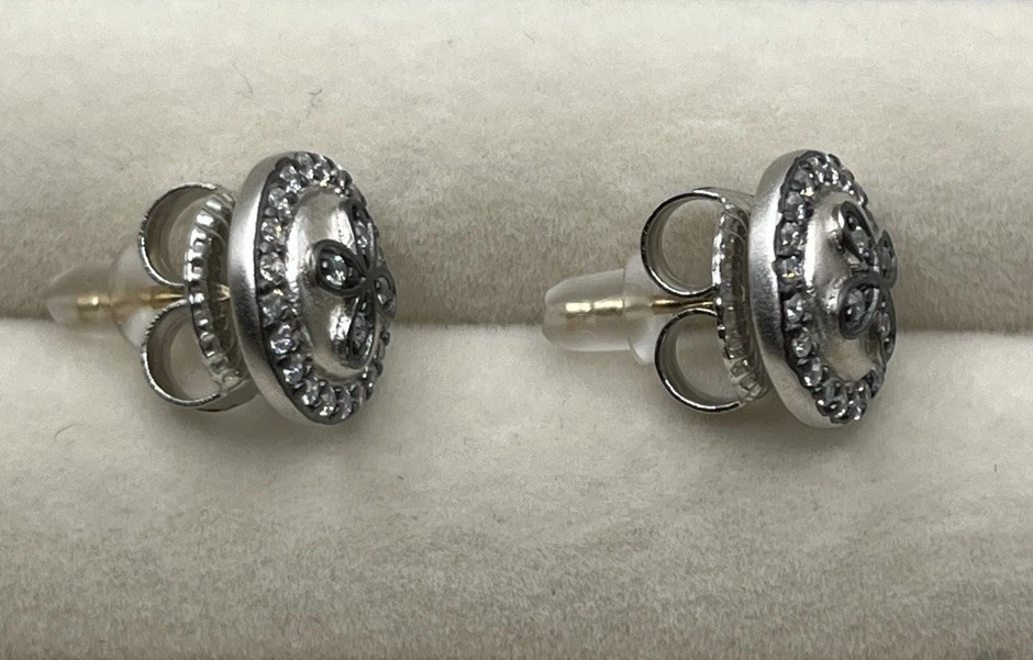 Pendientes Freida Rothman Plata Acabado Mate Sobre Plata Esterlina Trébol NUEVO Foto 3 de 4