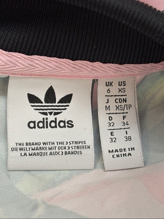 Adidas x Farm Rio Sz XS Pink Palm Tropical Leaf Pattern Track Jacket Full Zip image 9