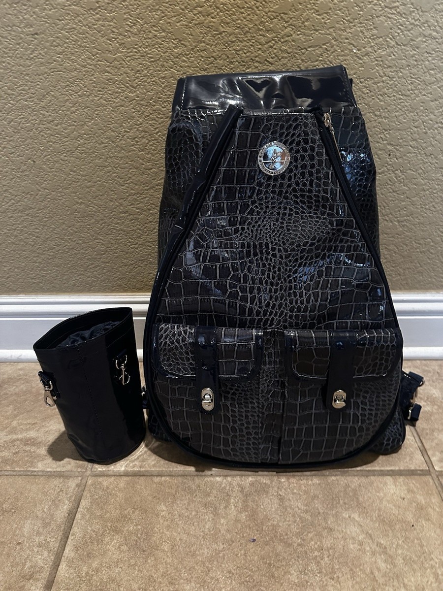 Navy Croc-Texture Backpack with Detachable Pouch Limited Edition Nowhere Backpack Bag | Crocodile Leather Design Bag - VEARI main image 4