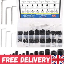 Comprehensive 370-Piece Hex Grub Screws Assortment with 6 Hex Wrenches Included