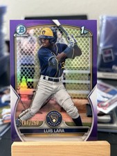 2023 1st Bowman Chrome Purple Refractor Luis Lara /250 #BCP-100 Yankees/Brewers