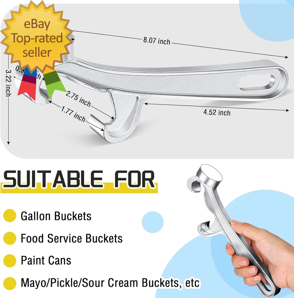 1 Piece Bucket Opener 5 Gallon Silver Aluminum Paint Pail Buckets Lid Opener - Image 2 of 4