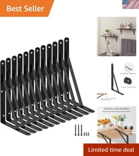 Matte Black Heavy Duty Shelf Brackets - 12 Pack - 11" x 8" - All Screws Included