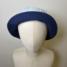 Carters Baby Boy Reversible Bucket Sun Hat Swim Cap Blue Mint Strap 12-24M 47cm