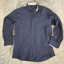 Nine West Mens Blue Long Sleeve Button Down Dress Shirt Top Size Medium