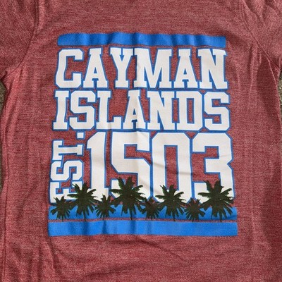 Cayman Islands Tee T Shirt Adult Size Large Men's Red Unisex Tee Top Casual