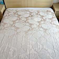 DORMA Mink Beige Damask Quilted Bedspread - Size 175cm X 175cm