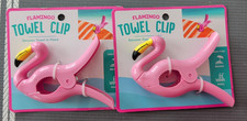 Pink Flamingo Beach Towel Holders Boca Clips Set of 2 New