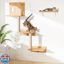Wall Mounted Cat Tree 47  Tall, Cat Activity Tree Tower Set: Scra