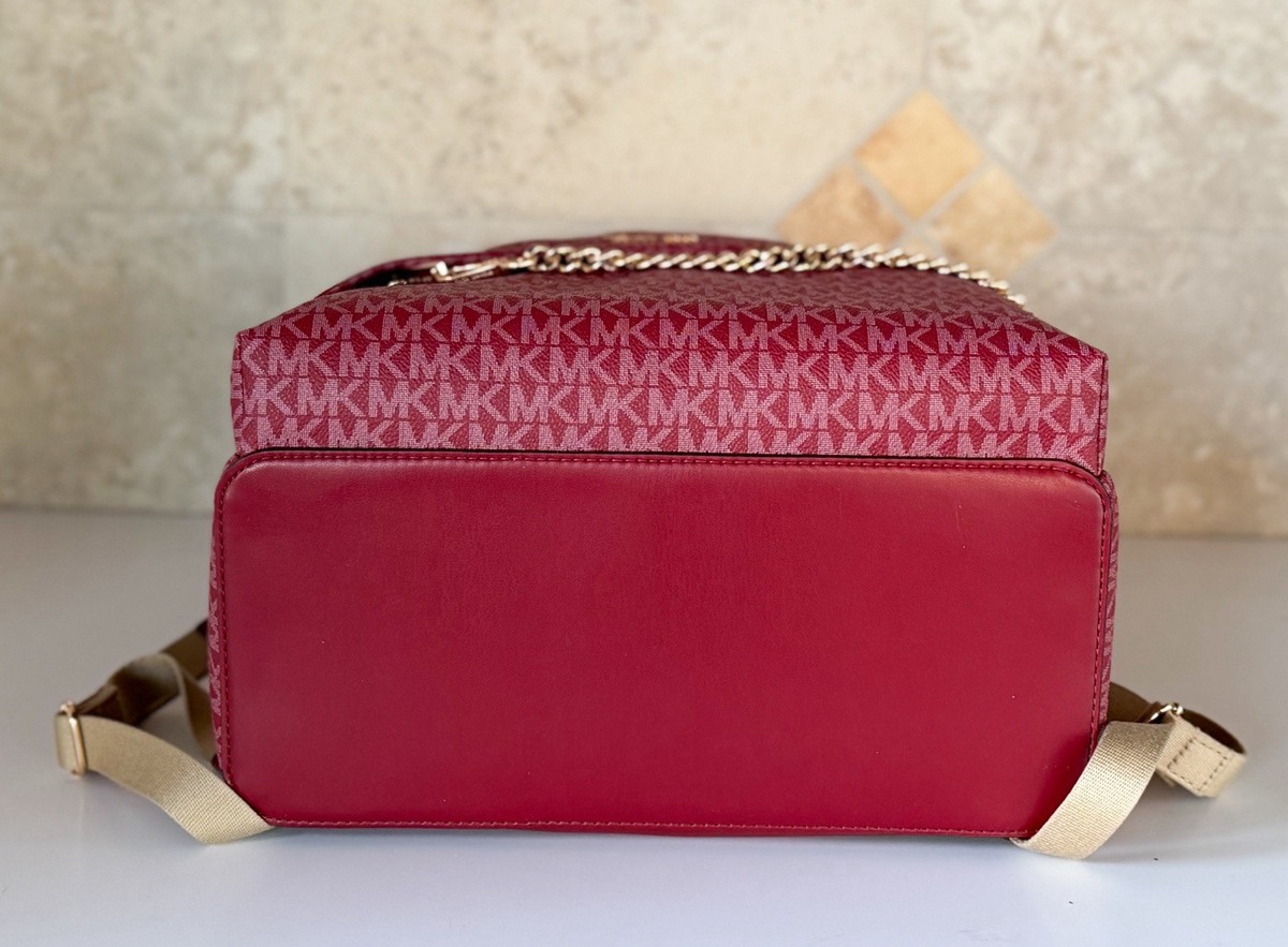 Michael Kors Slater Large Chain Backpack MK Cherry Multi | eBay