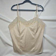 Vintage Vanity Fair Ivory Lace Trim Camisole Slip Tank Top Size 44 Made in USA