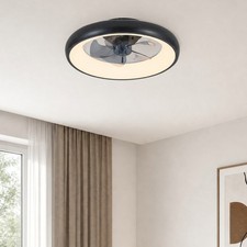20 inch Flush Mount Modern Low Profile LED Ceiling Fan Remote Control with Light