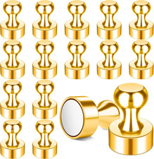 16pc Refrigerator Magnets Strong Gold Neodymium Push Pin Whiteboard Office Schoo