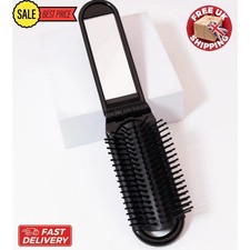 Folding Hair Brush with Mirror Compact Mini Hair Comb for Bag Trip Women Men UK*