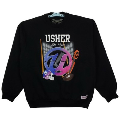 USHER Mitchell & Ness NFL Large Sweatshirt Super Bowl LVIII Las Vegas Black New