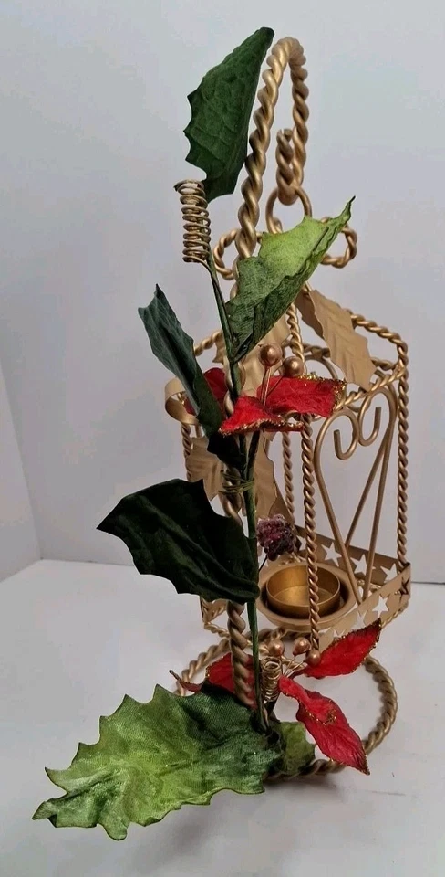 Lantern Candle Holder Alco Litetyme Handcrafted Metalworks Poinsettia New Open - Image 4 of 4