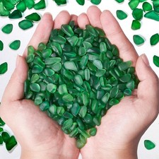 Sea Glass Stones Crafts About 1LB 405g/14.28oz Green Glass Pebbles Gemstones