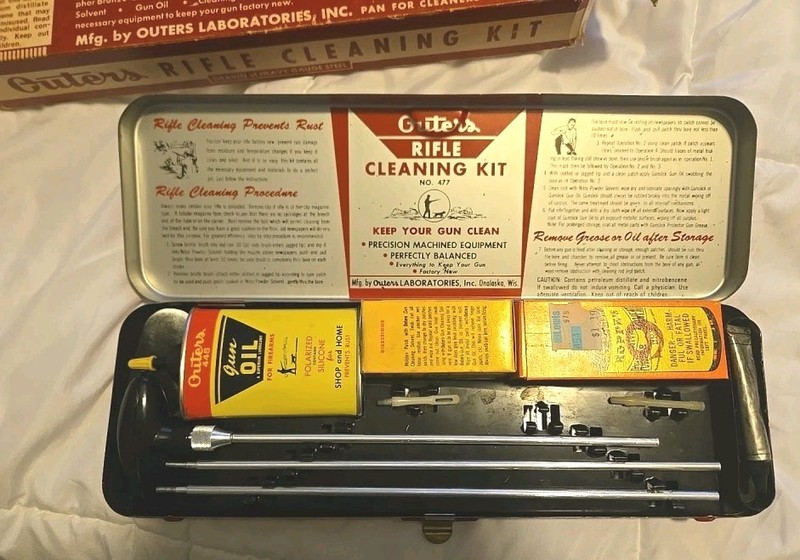 Vintage Outers Rifle Cleaning Kit  No. 477  22 Cal. Excellent Condition. IOB