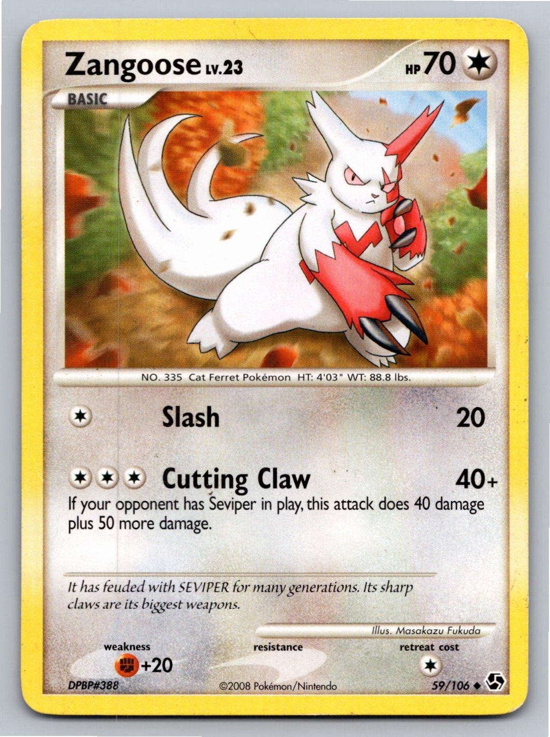 Zangoose 59/106 Uncommon Great Encounters Pokemon Heavily Played