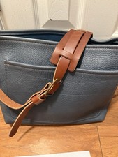 Gfg Go Forth Goods Avery Crossbody Bag Smoky Blue Pebbled Leather Large Tote