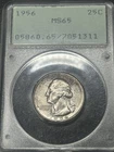 1956 MS65 Washington Silver Quarter PCGS MS65 OGH Old Green Holder