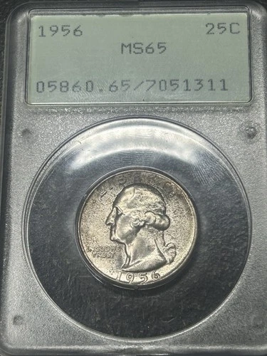 1956 MS65 Washington Silver Quarter PCGS MS65 OGH Old Green Holder