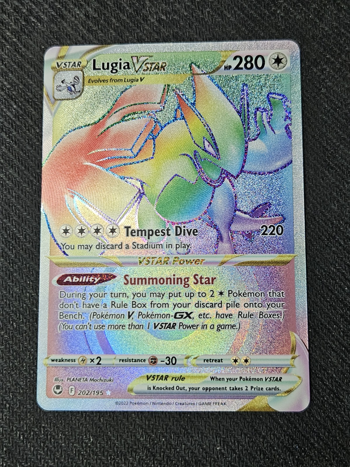 Lugia VSTAR 202/195 - Rainbow Secret Rare - Pokemon Silver Tempest - NM