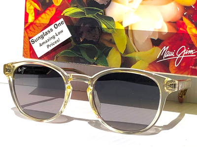 #ad Maui Jim HIEHIE Shiny Translucent Yellow POLARIZED Grey GLASS Sunglass GS636 21 $286.88