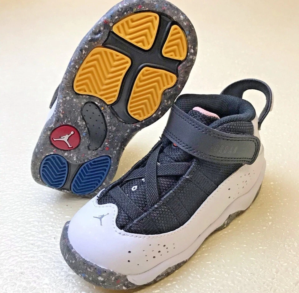 *NUEVO* Niños pequeños Nike Air Jordan 6 Anillos (TD) Blanco/Negro (DV3179 100) 5 Foto 2 de 4