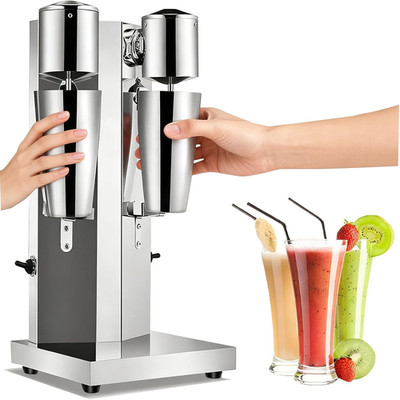 Commercial Double Head Milkshake Maker, Stainless Steel Milk Shake with 2 Speeds