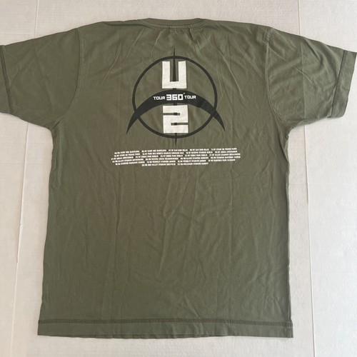 NWOT Authentic U2360 U2 360 Dripping Paint Concert Tour Shirt Adult Large Green
