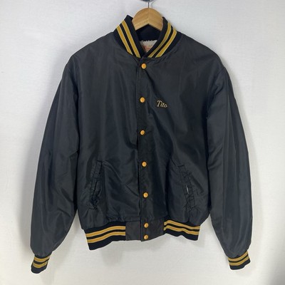 Vintage Renno Varsity Jacket L 44-46 Black Sherpa Lined Snap Jacket  Tito 