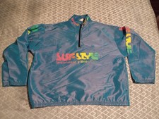Surf Style Windbreaker One Size Vintage 90s Iridescent Jacket Blue Beach 1/4 zip