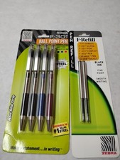 4 PK Zebra F-301 Stainless Retractable Pens-red green blue black  2 Refills 5