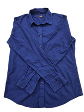 Lee Navy Blue Cotton Button-Down Shirt Long Sleeve Mens Size L