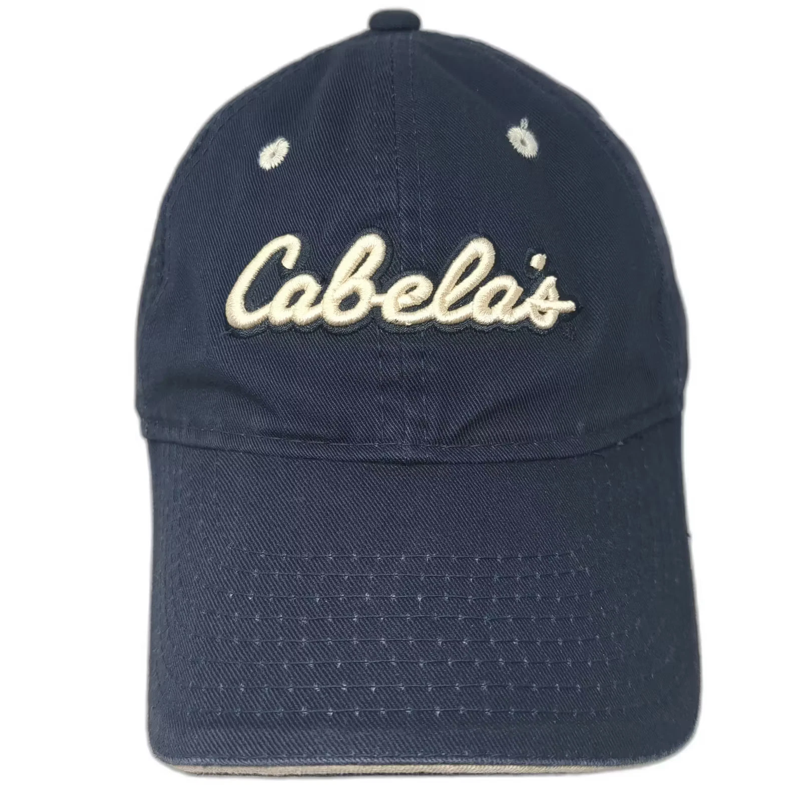 Cabela's Baseball Cap Blue Beige OS Slideback Hat Embroidered Logo Outfitter