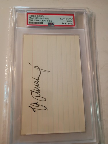 Max Schmeling Signed 3 x 5 Index Card Boxing PSA/DNA Auto