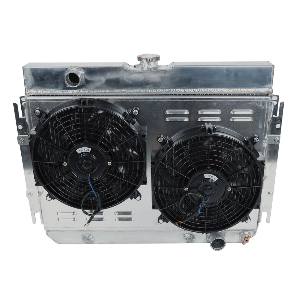 For Chevy Impala/ EL Camino 63-68 Aluminum Radiator 3 Row +Shroud Fan+ Relay Kit Foto 4 de 4