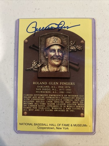 OAKLAND ATHLETICS- ROLLIE FINGERS SIGNED AUTOGRAPH HOF PLAQUE CARD COA PADRES - Picture 2 of 4