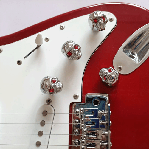 3 pz manopola controllo velocità volume tono testa cranio per basso chitarra elettrica cromato. - Foto 6 di 6