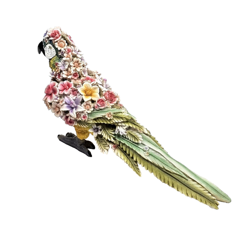 44cm Parrot Bird Floral Flowers Ornament Statue Figurine Garden Sculpture Gift - Bild 4 von 10