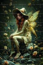 WITCHY FAIRY ART PRINT, Cottagecore Decor, Fairytale, Rose Fae Poster D575