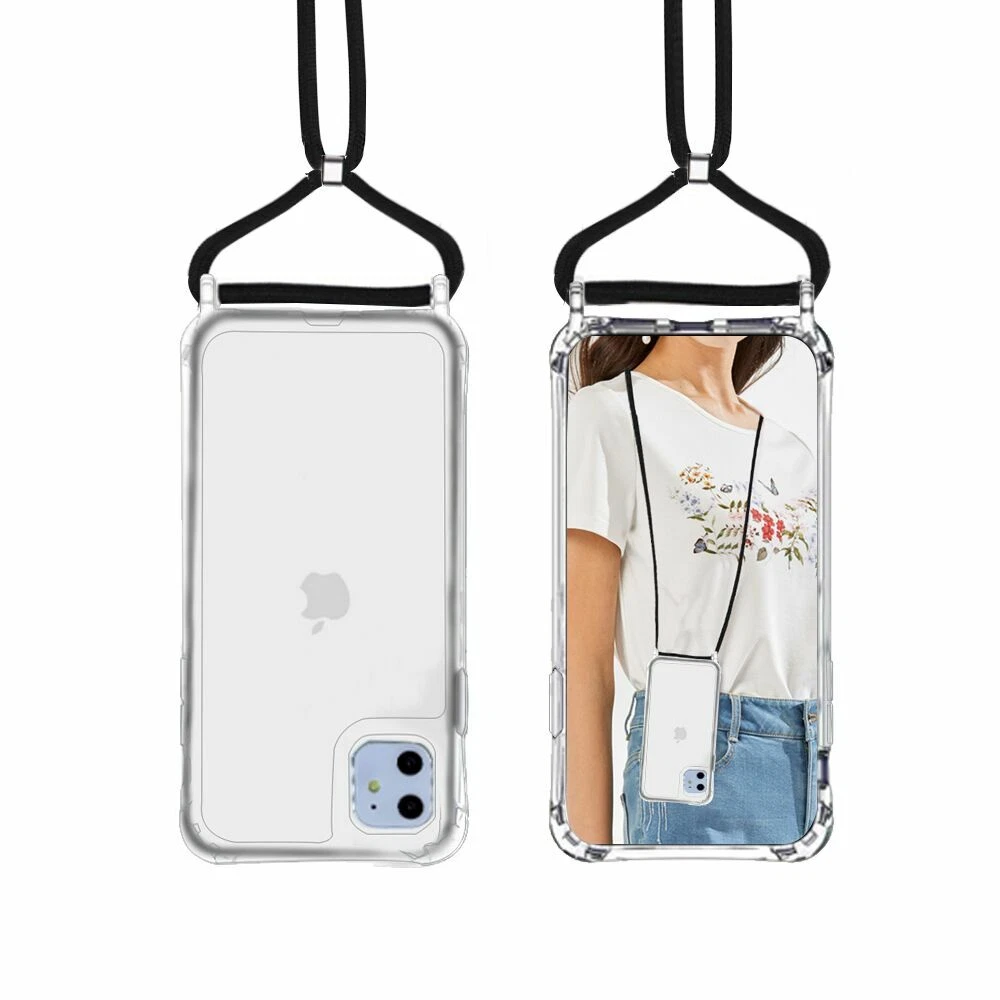 Clear Neck Lanyard Crossbody Phone Protective Case Cover For 5.4