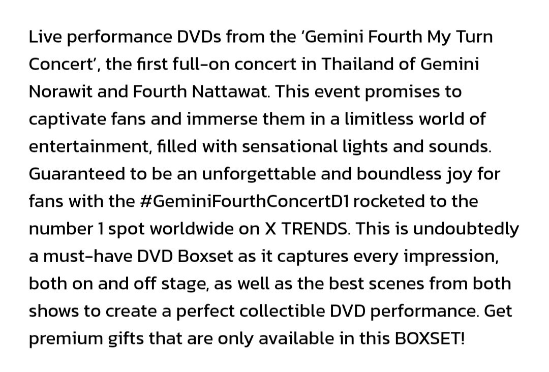 DVD Box Set Official GEMINI FOURTH My Turn Concert Thai BL + DVD Box Set Official GEMINI FOURTH My Turn Concert Thai BL +