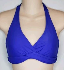Athleta 32 B/C Caspian Blue Underwire Padded Bikini Swim Top